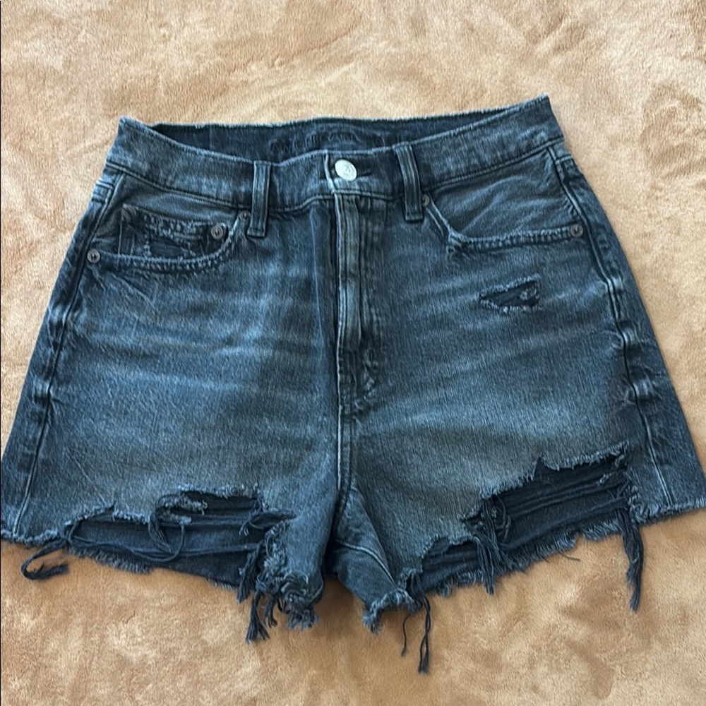 American Eagle Outfitters Black Jean Shorts Distressed High-Waisted